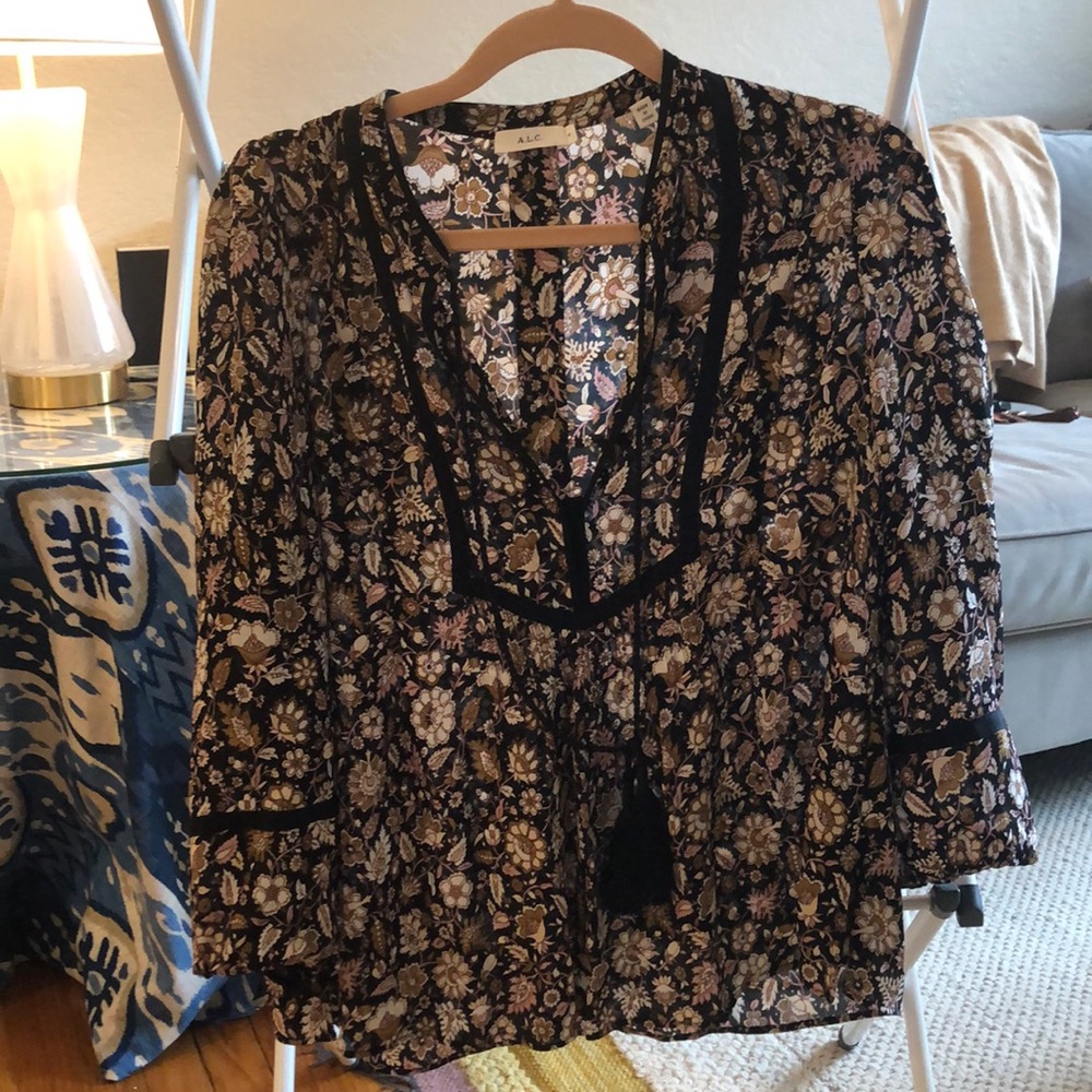 A.L.C 100% silk Hari top with ties